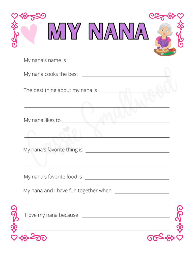 6 Cute Mother&amp;#039;S Day Questionnaires (Free Printables) - Cassie for All About My Nana Free Printable