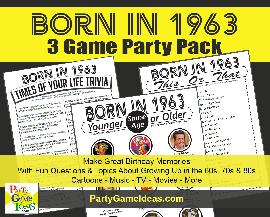 60Th Birthday Party Games Born In 1963 pertaining to 60th Birthday Games Free Printable