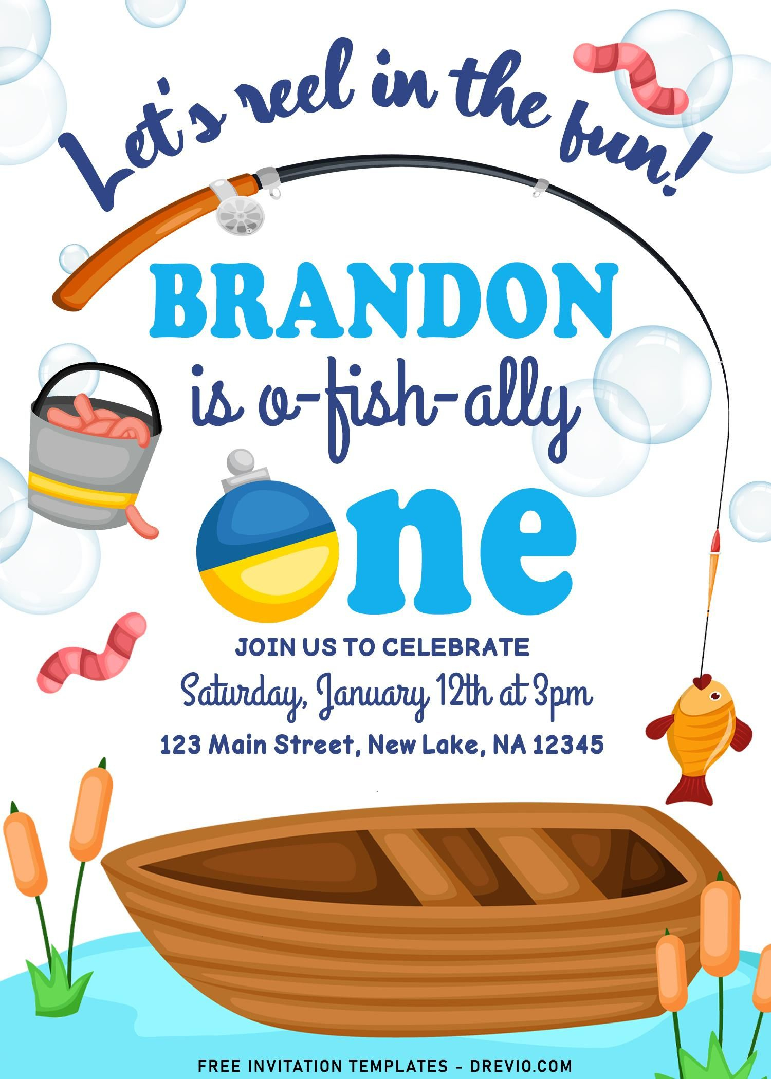 8+ Reel In The Fun Fishing Themed Birthday Invitation Templates with regard to Free Printable Fishing Birthday Invitations
