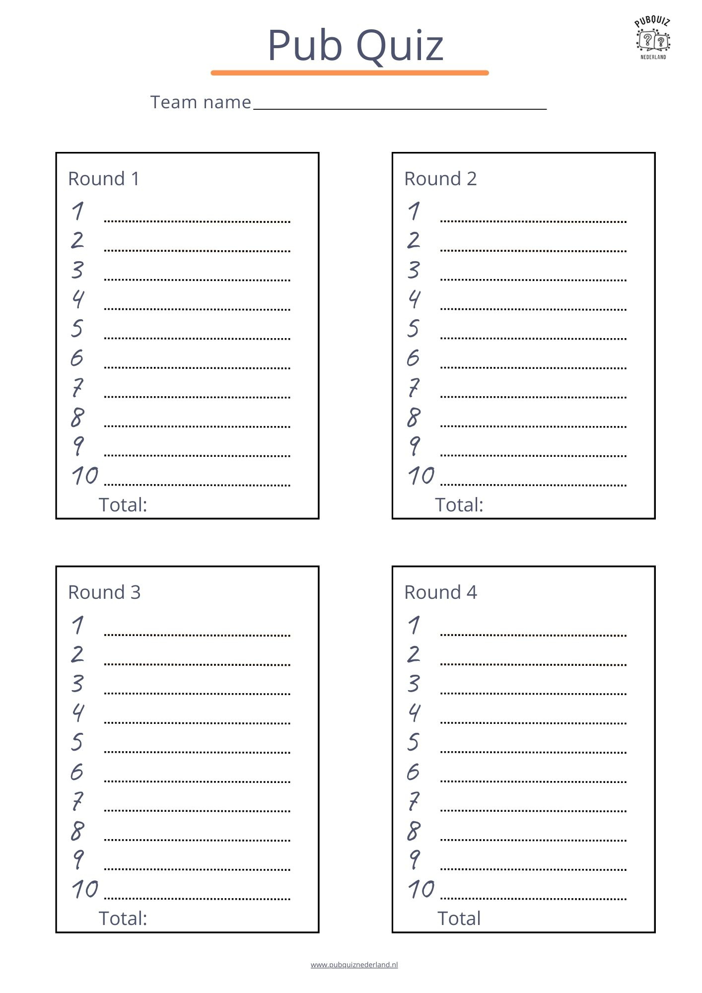 8X Free Pub Quiz Answer Sheet: Download As Pdf inside Free Printable Quiz Answer Sheets