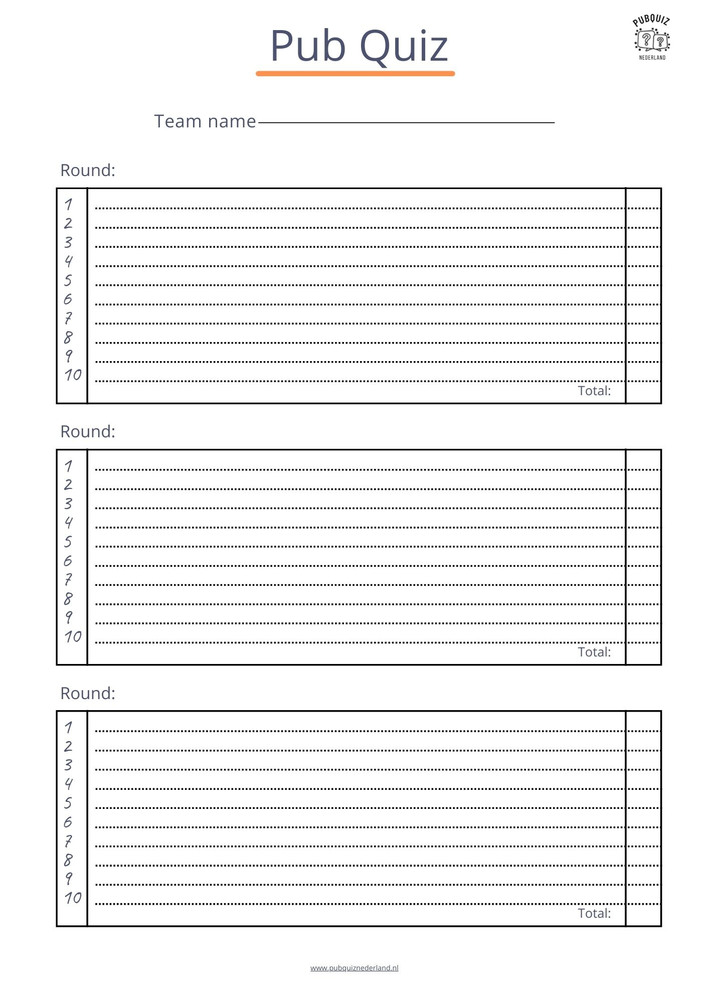 8X Free Pub Quiz Answer Sheet: Download As Pdf with regard to Free Printable Quiz Answer Sheets