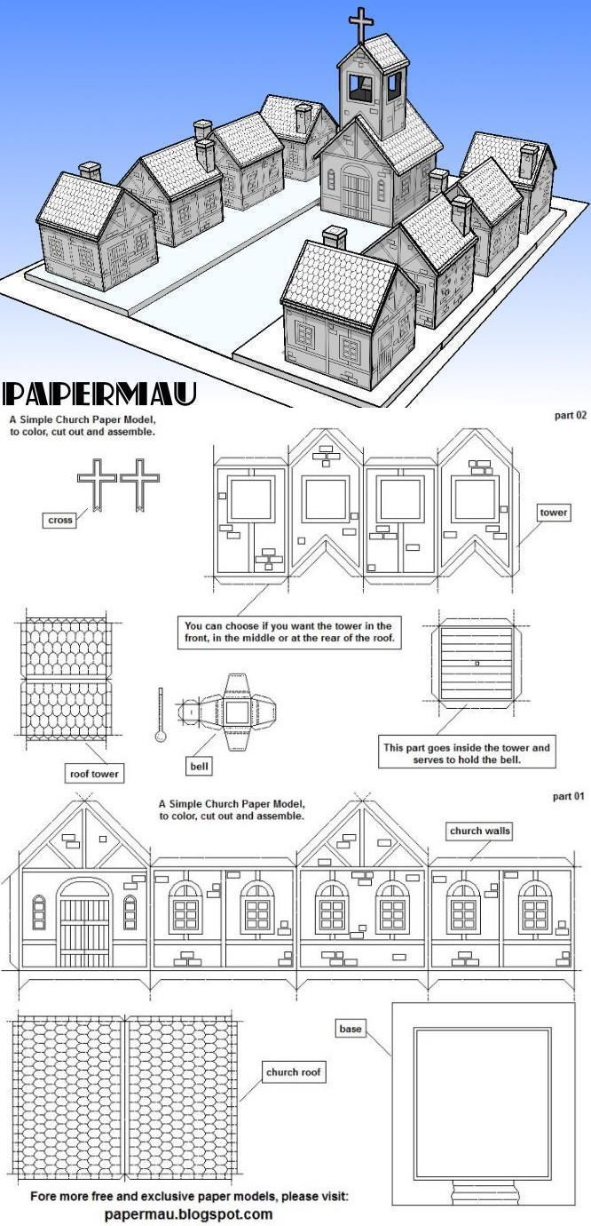 A Simple Church Paper Model To Print, Color, Cut And Assemble with Free Printable Paper Church Template