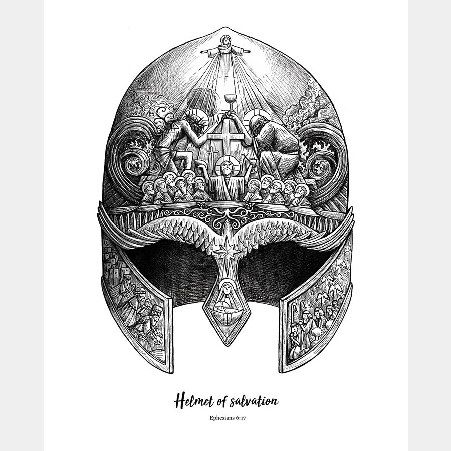 A4 Helmet Of Salvation Print within Printable Pattern For Helmet of Salvation