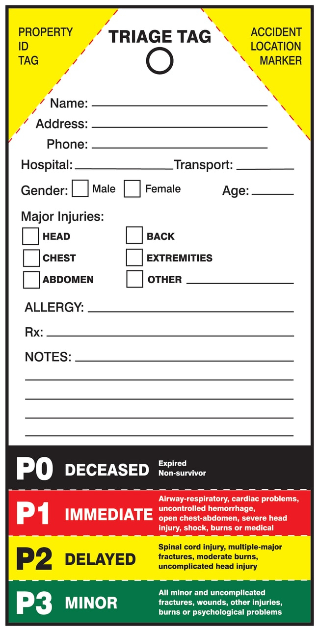 Accuform Signs Triage Tags intended for Free Printable Triage Tags
