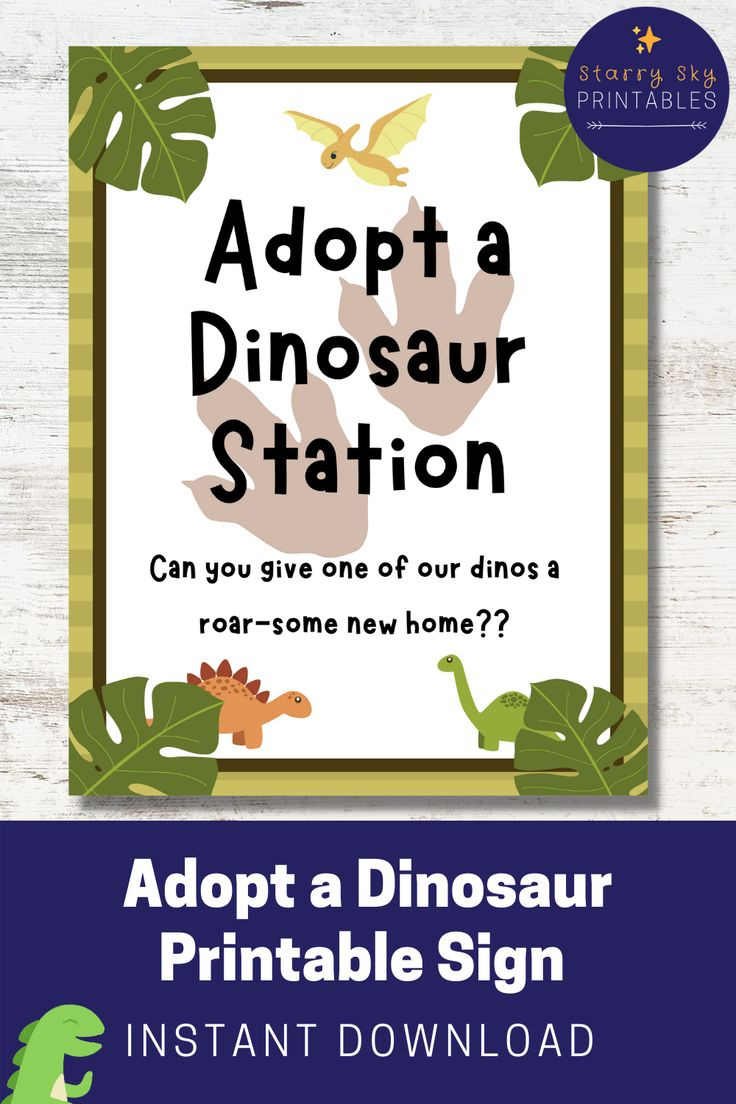 Adopt A Dinosaur Printable Sign + Certificate pertaining to Adopt A Dinosaur Sign Free Printable