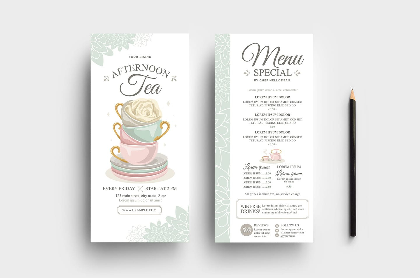Afternoon Tea Dl Card Template - Psd, Ai &amp;amp; Vector - Brandpacks for Free Afternoon Tea Menu Template