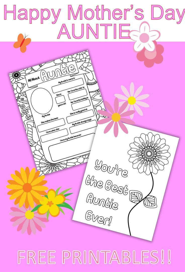 All About My Aunt Printable Mother&amp;#039;S Day with Free Printable Mothers Day Card For Aunt