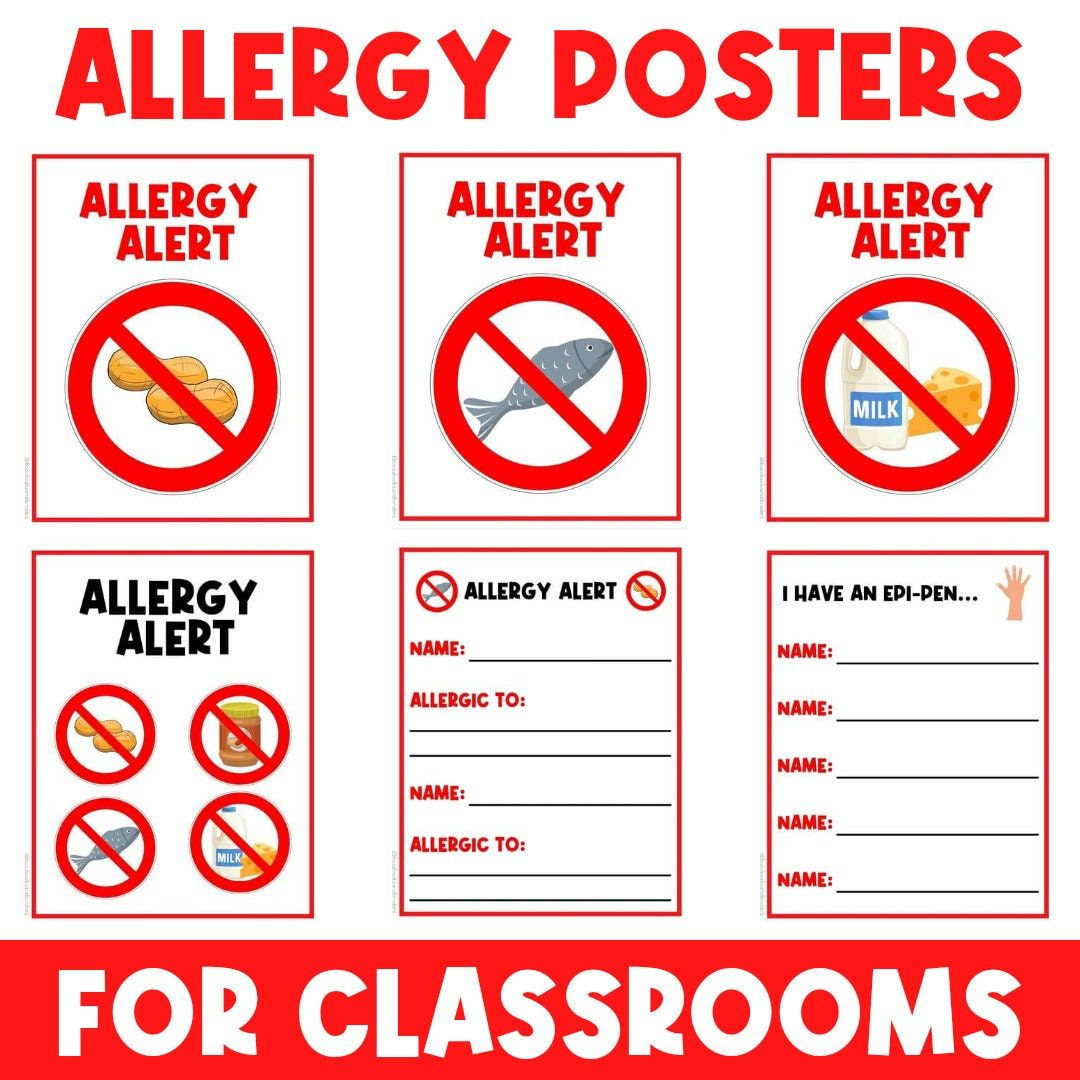 Allergy Alert | Classroom Poster Signs | Decor | Visual throughout Free Printable Food Allergy Signs