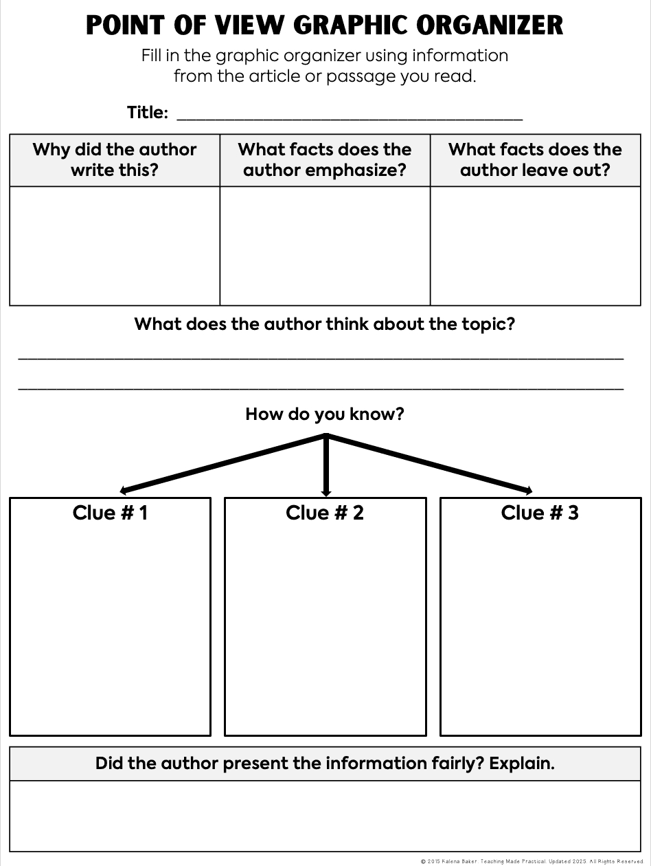 Analyzing Point Of View: 3 Free Graphic Organizers - Teaching Made with Free Printable Nonfiction Graphic Organizers