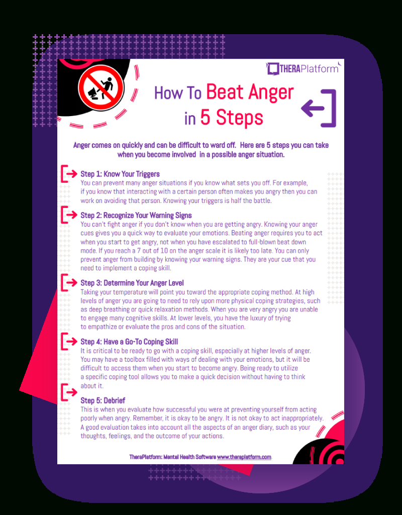 Anger Management Worksheets inside Free Printable Anger Management Activities For Adults