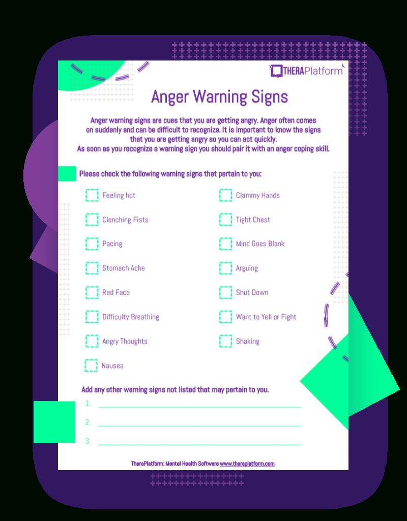 Anger Management Worksheets within Free Printable Anger Management Activities For Adults