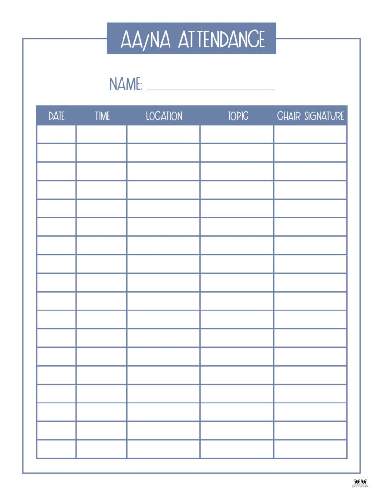 Attendance Sheets - 52 Free Printables | Printabulls within Free Printable Aa Sign in Sheets
