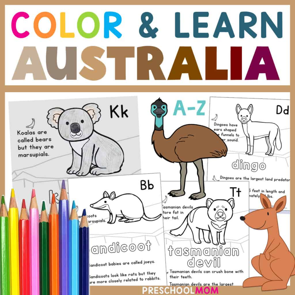 Australia Animals Abc Worksheets - Preschool Mom for Australian Animals Printables Free
