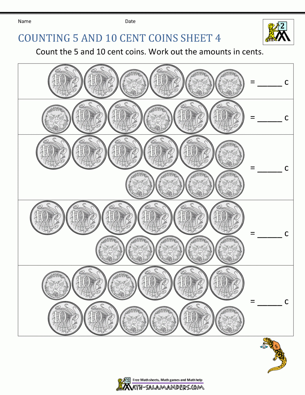 Australian Money Worksheets pertaining to Free Australian Money Printables