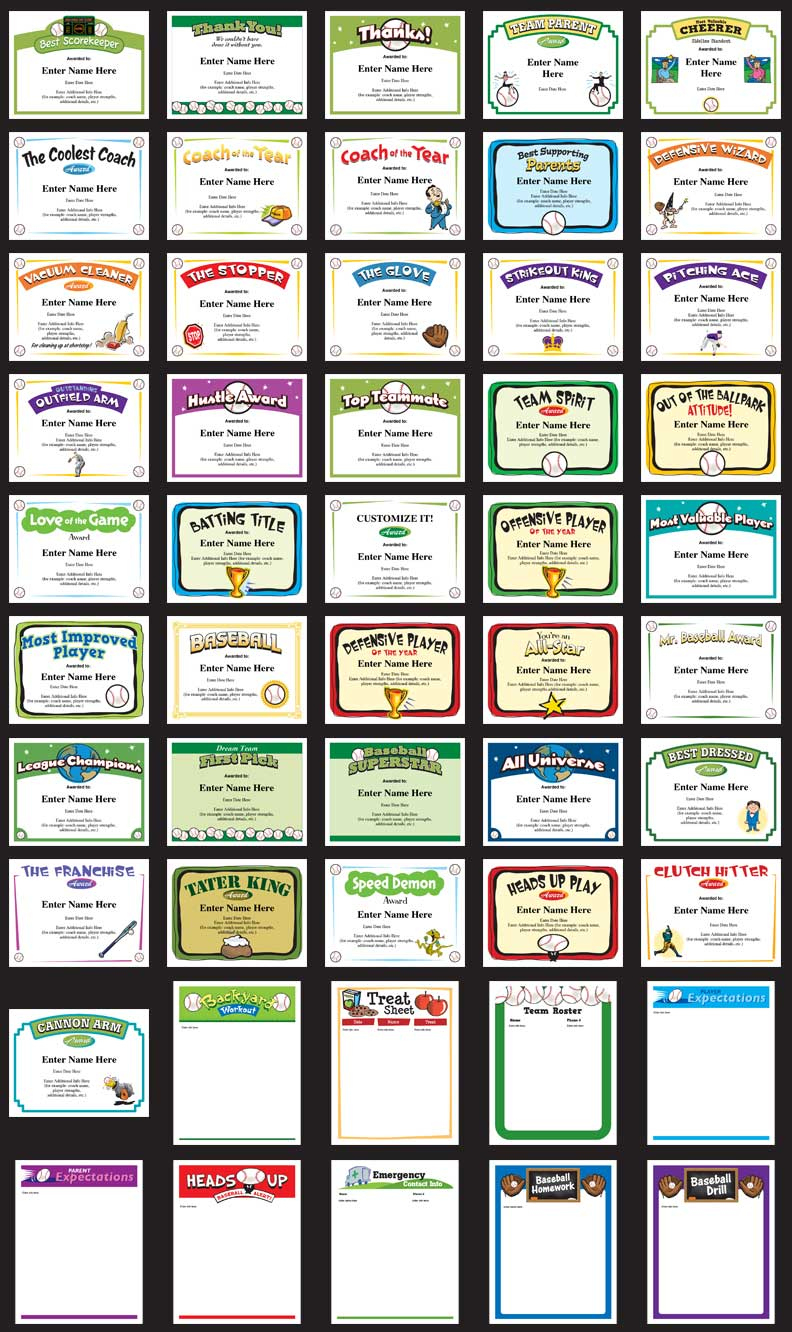 Baseball Certificates - Editable Award Templates with Free Printable Baseball Award Certificates