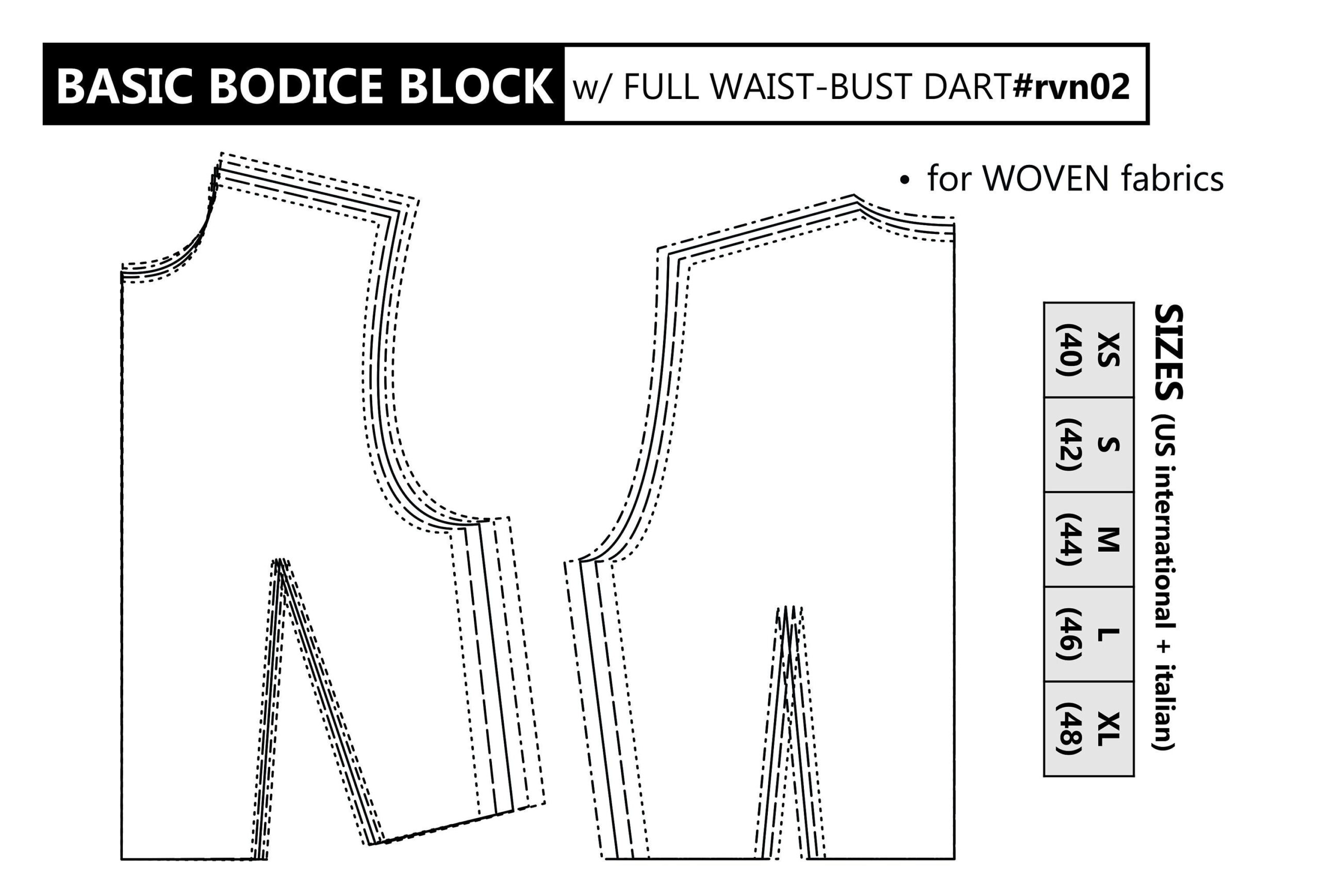 Basic Bodice Block &amp;amp; Sleeve Bodice Sloper 2 In 1 / Pdf - Etsy with regard to Free Printable Bodice Patterns