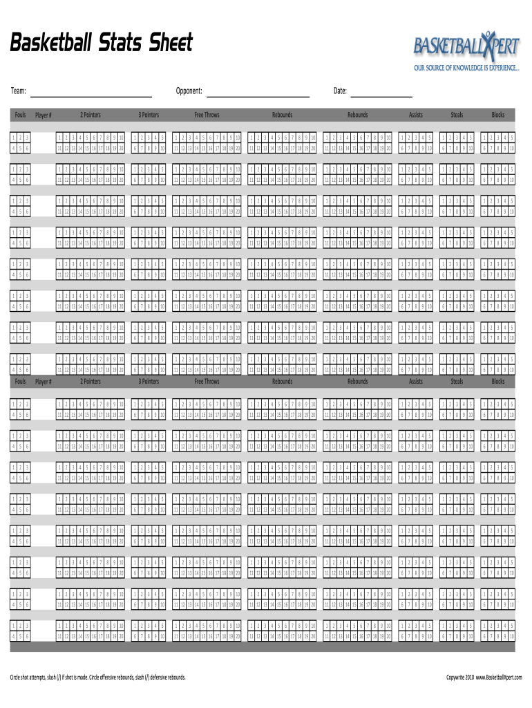 Basketball Stats Sheet Pdf - Fill Online, Printable, Fillable for Basketball Stat Sheet Template Free Download