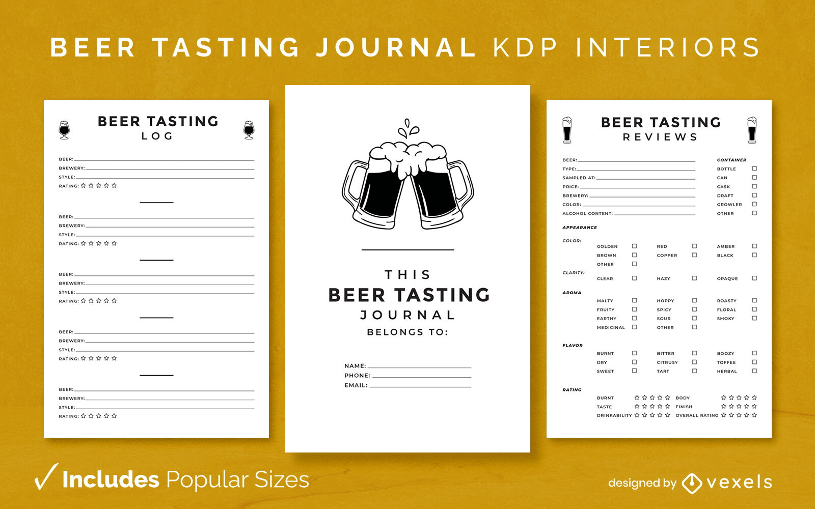 Beer Tasting Journal Design Template Kdp Vector Download inside Beer Tasting Free Printables