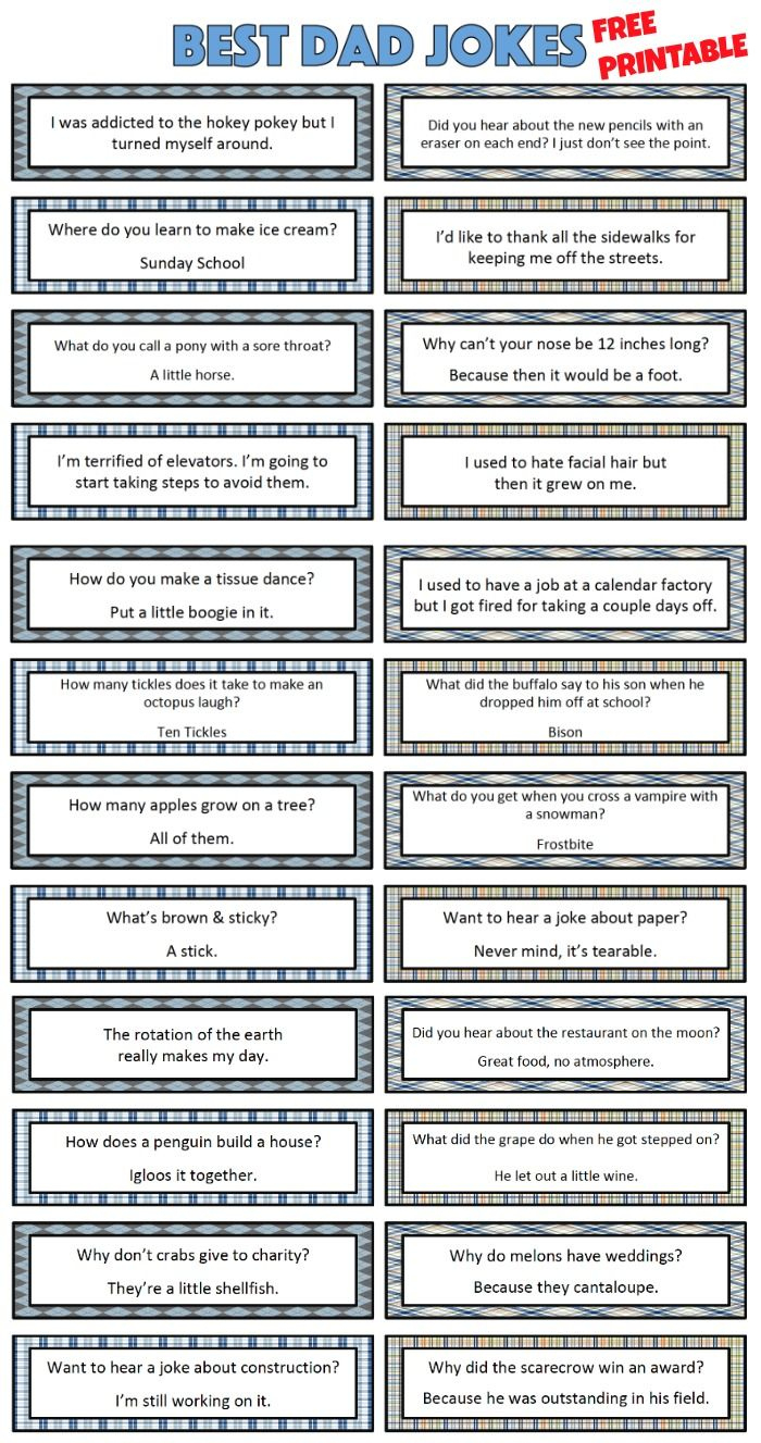 Best Dad Jokes - Free Printable - Moms &amp;amp; Munchkins inside Free Printable Jokes For Seniors