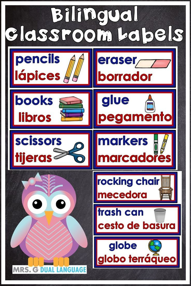 Bilingual Classroom Labels English And Spanish With Pictures Dual for Free Printable Spanish Classroom Labels