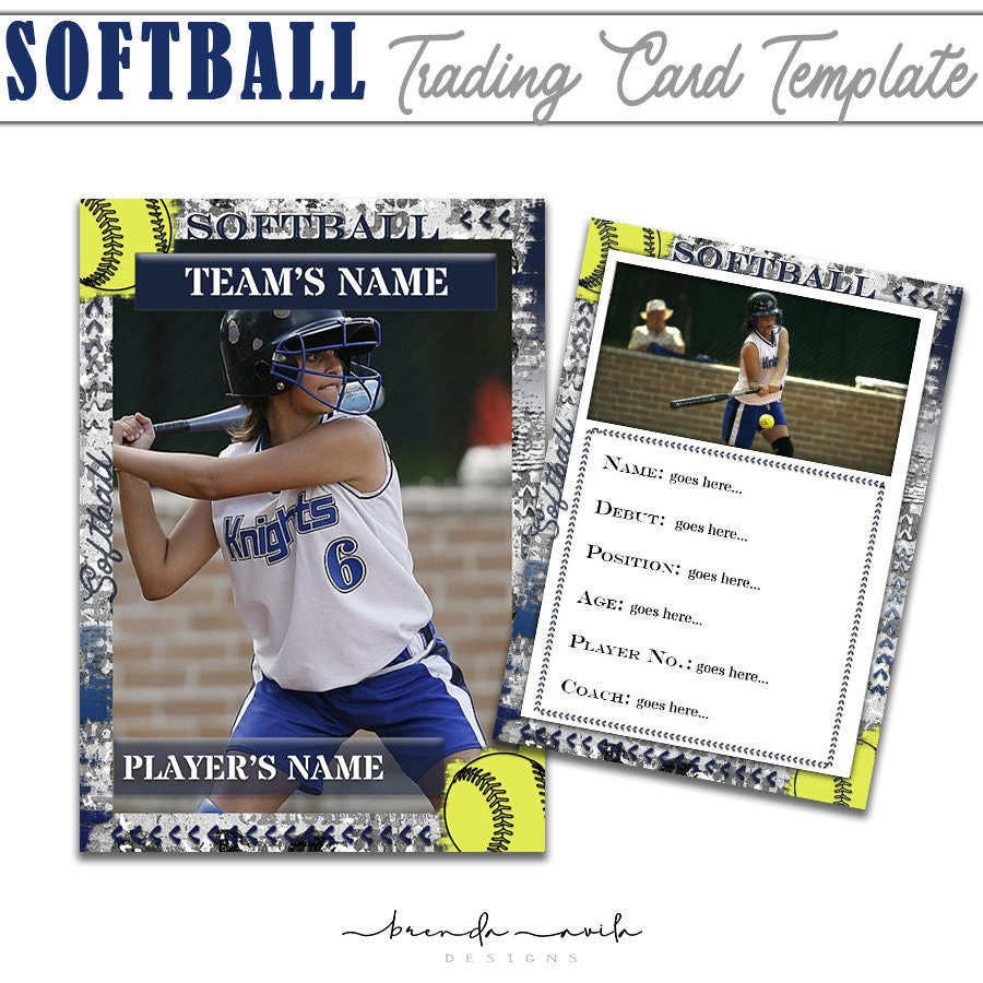 Blue Softball Trading Card Template- Google Slides- Sports- Edit with regard to Free Softball Card Template