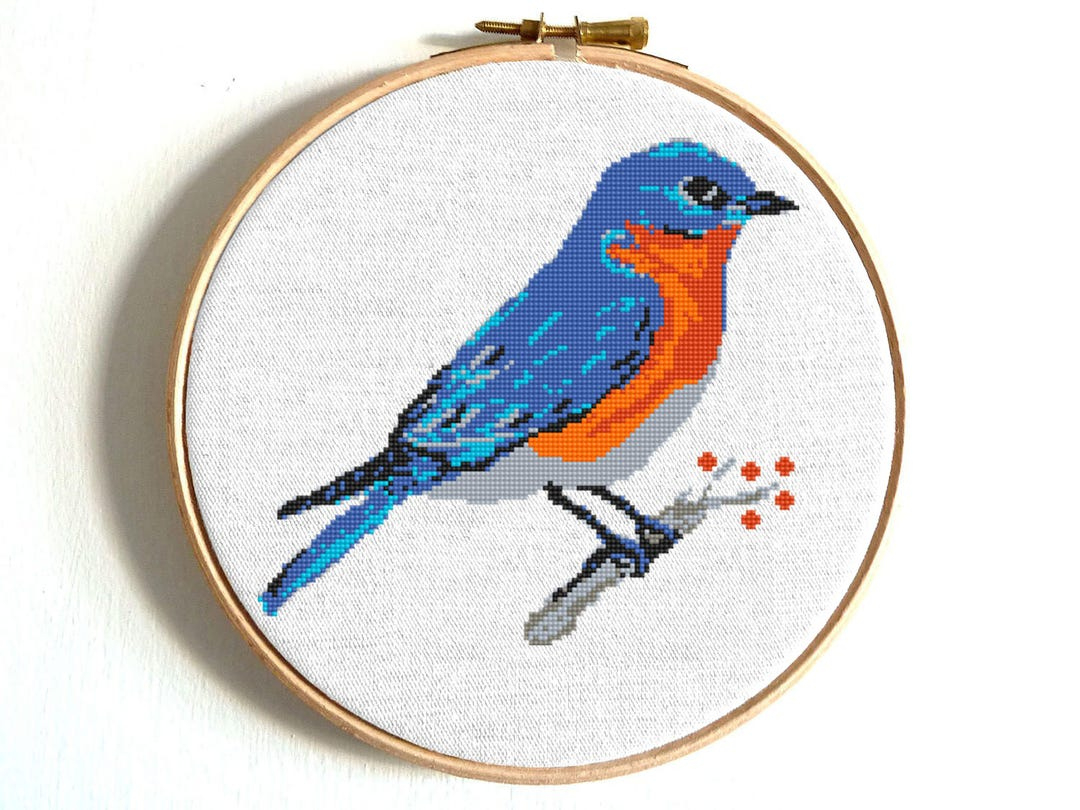 Bluebird Cross Stitch Pattern, Modern Embroidery Art, Watercolor throughout Free Easy Printable Bluebird Cross Stitch Patterns