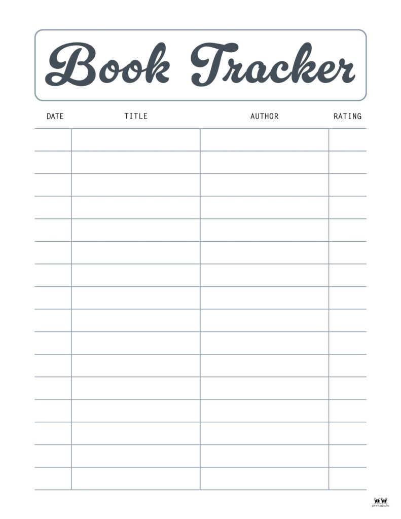 Book Trackers - 15 Free Trackers | Printabulls with regard to Free Printable Library Checkout Sheets