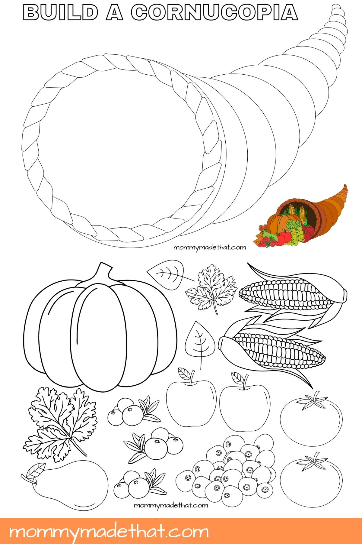 Build A Cornucopia (Free Printable Craft) regarding Free Cornucopia Pattern Printables