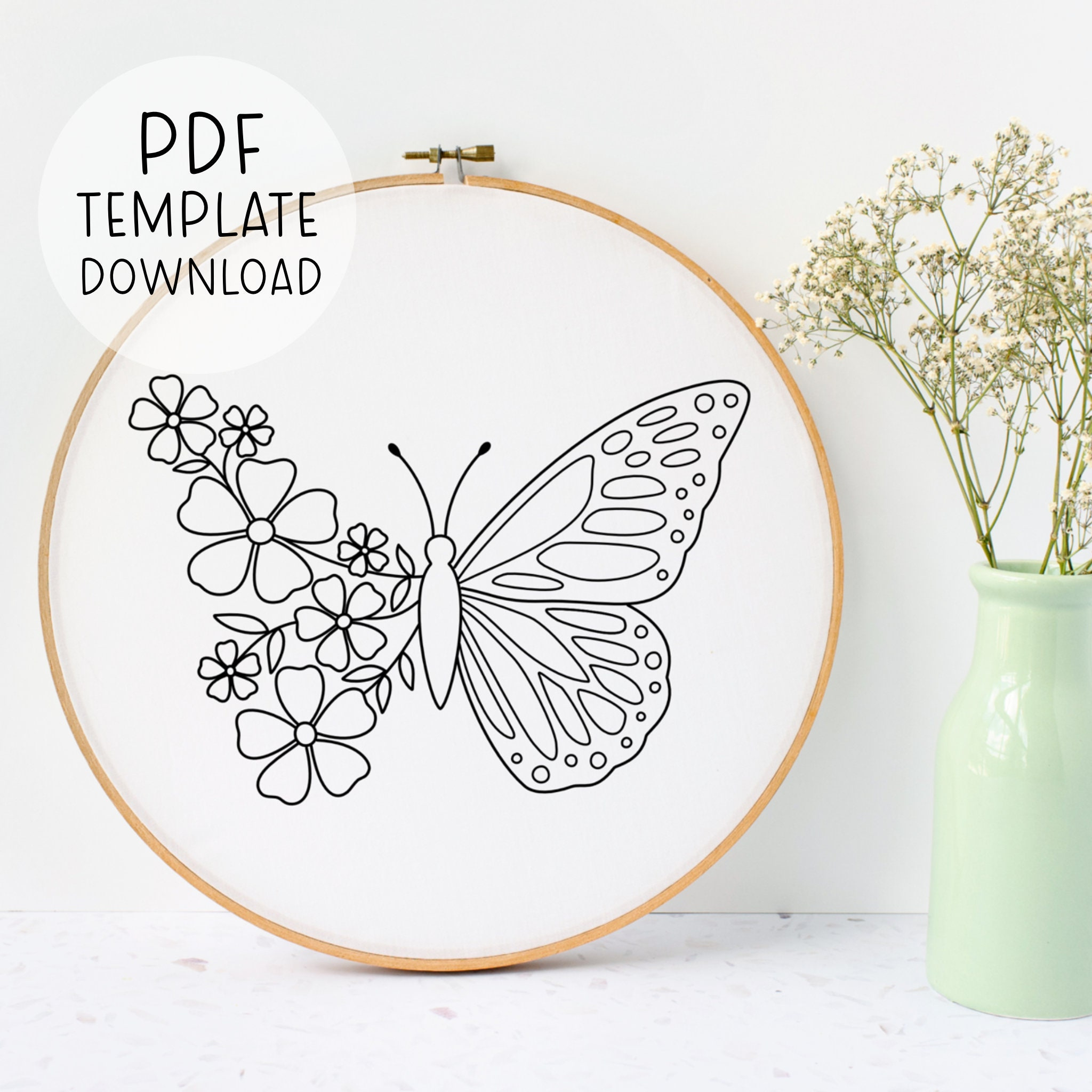 Butterfly Floral Embroidery Pattern Download, Insect Embroidery intended for Free Printable Butterfly Embroidery Patterns