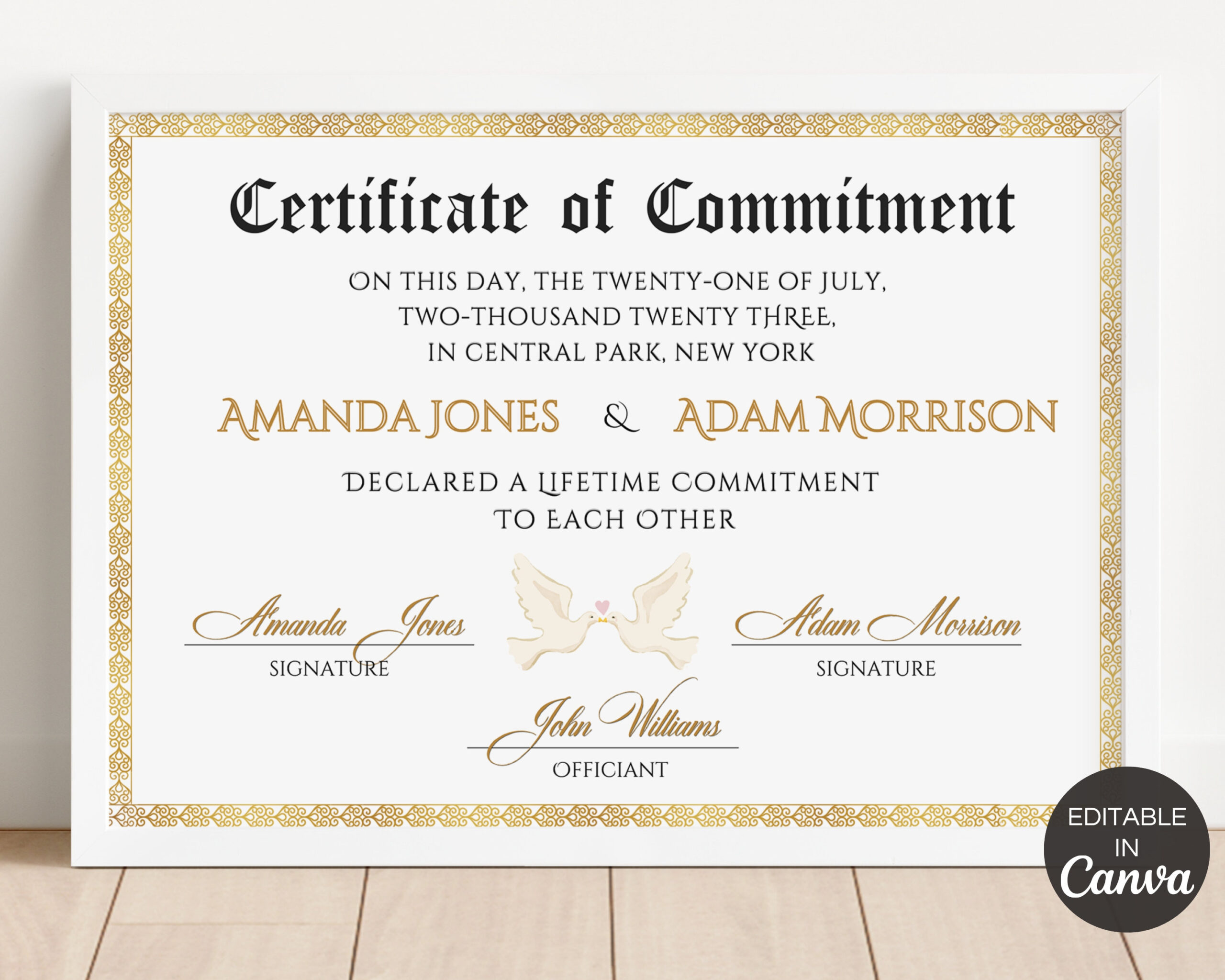 Buy Commitment Certificate Template, Printable Certificate Of with regard to Commitment Certificate Free Printable