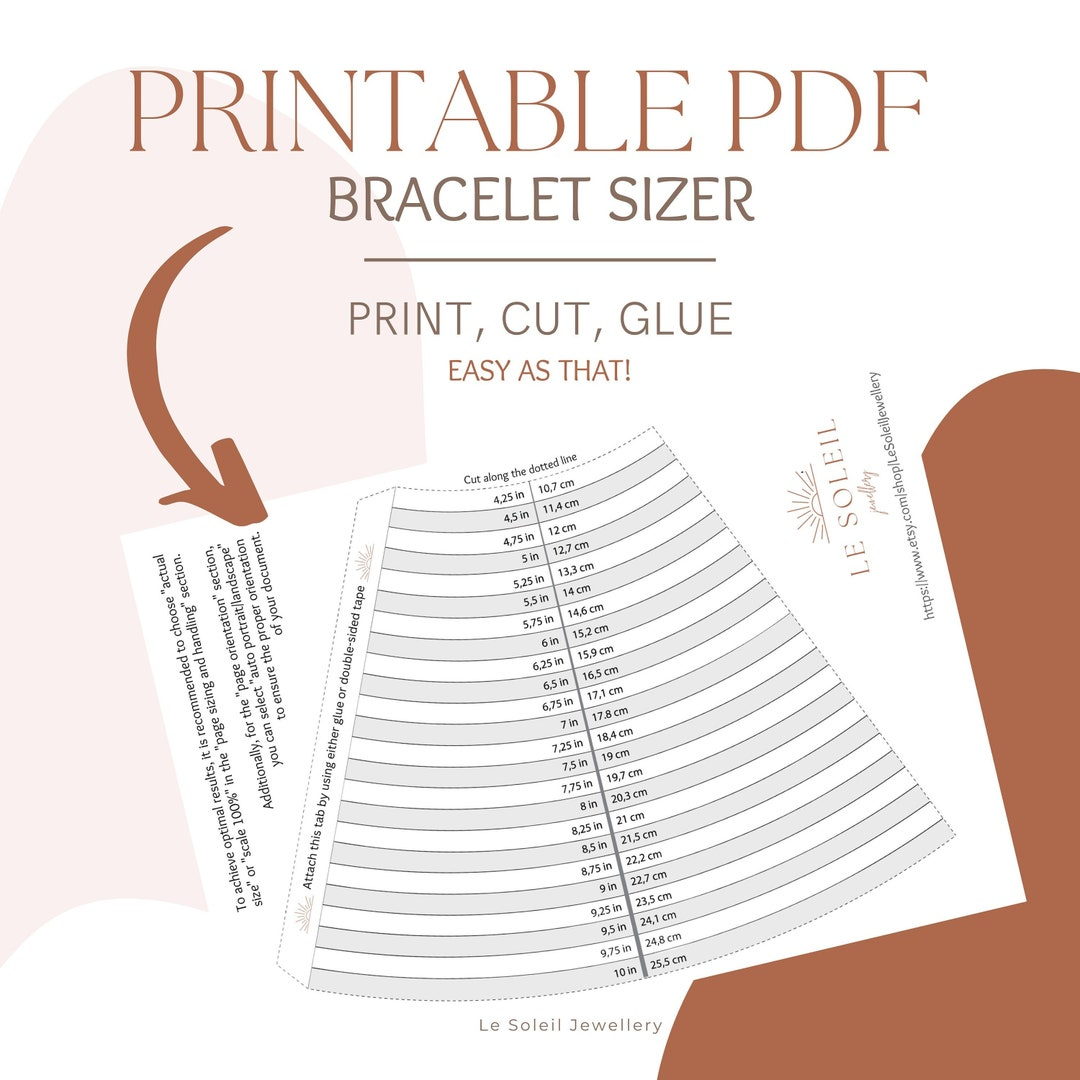 Buy Printable Bracelet Sizer, Measurement Cone, Measuring Cone, Bangle Sizer, Bangle Measuring Cone, Bracelet Mandrel Cone, Ruler, Pdf Online In India regarding Free Printable Bracelet Sizer