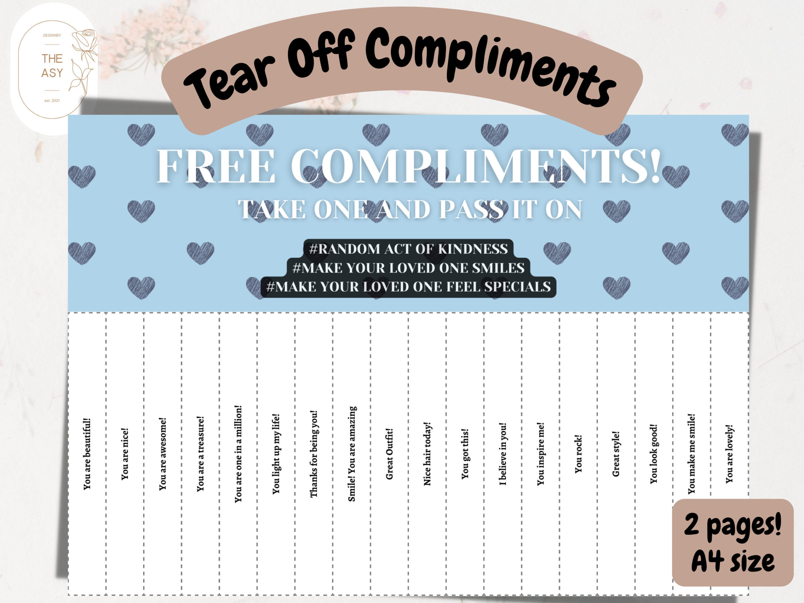 Buy Tear Off Compliments Printable Free Compliment Sheets Random for Free Compliments Printable