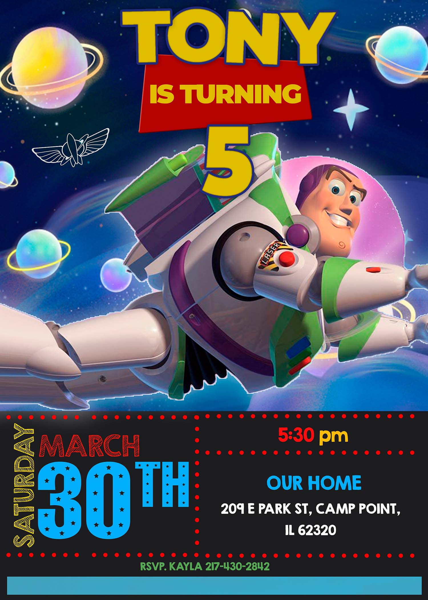 Buzz Lightyear Birthday Party Invitation | Terrific Invite in Buzz Lightyear Birthday Card Free Printable