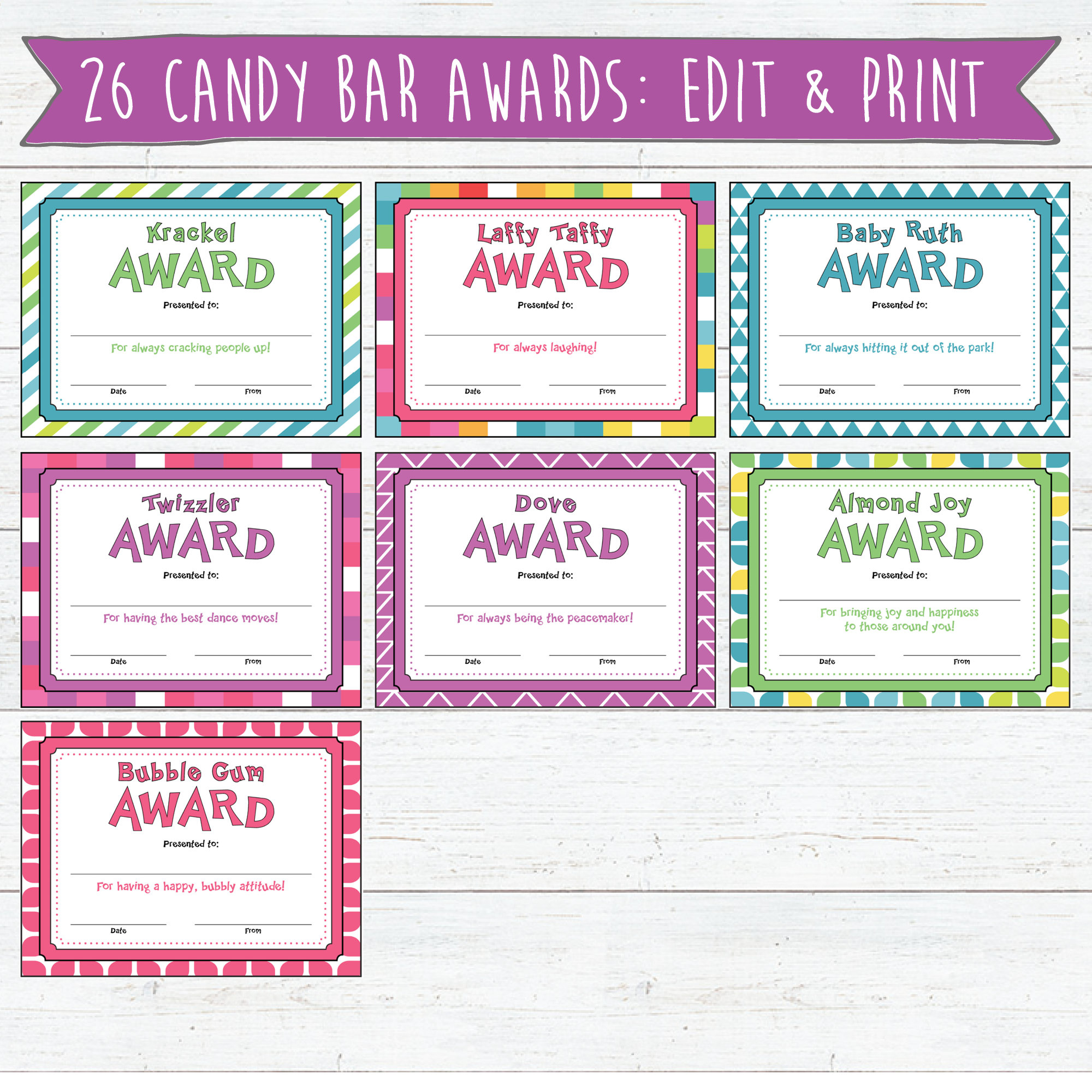 Candy Bar Award Certificates | Download, Edit And Print | Candy pertaining to Free Printable Candy Bar Awards For Students