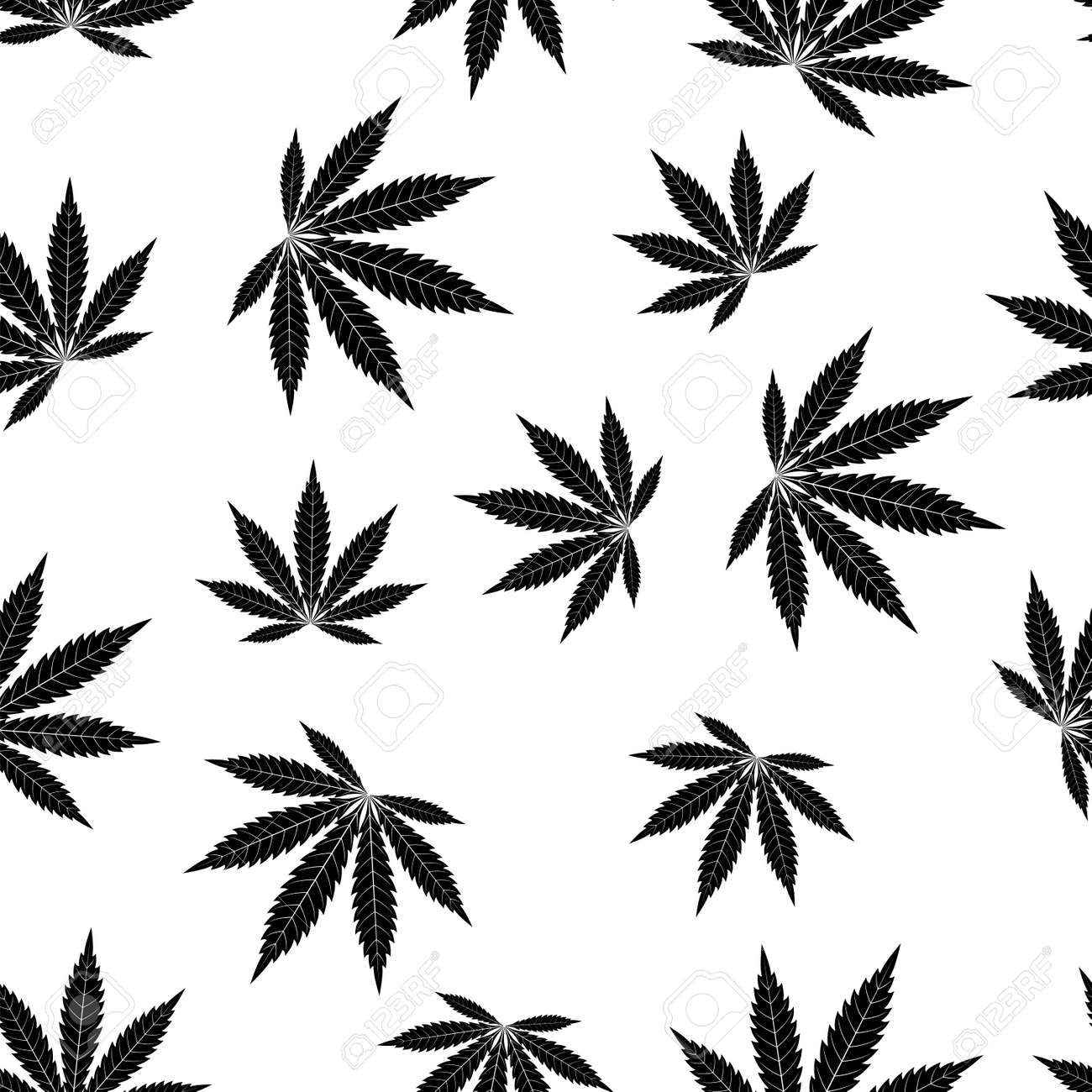 Cannabis Seamless Pattern. Marijuana Leaf, Black Weed Plant in Free Printable Marijuana Leaf Stencils