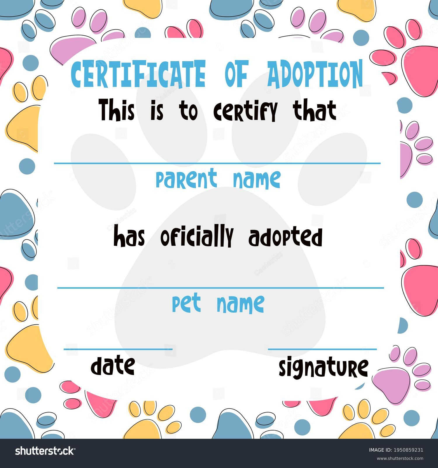Certificate Adoption: Over 244 Royalty-Free Licensable Stock for Free Printable Cat Adoption Certificate