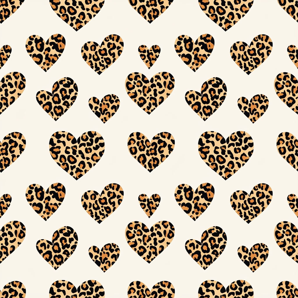 Chic Leopard Print Hearts Pattern On Creamy Beige Background within 6X6 Printable Heart Pattern