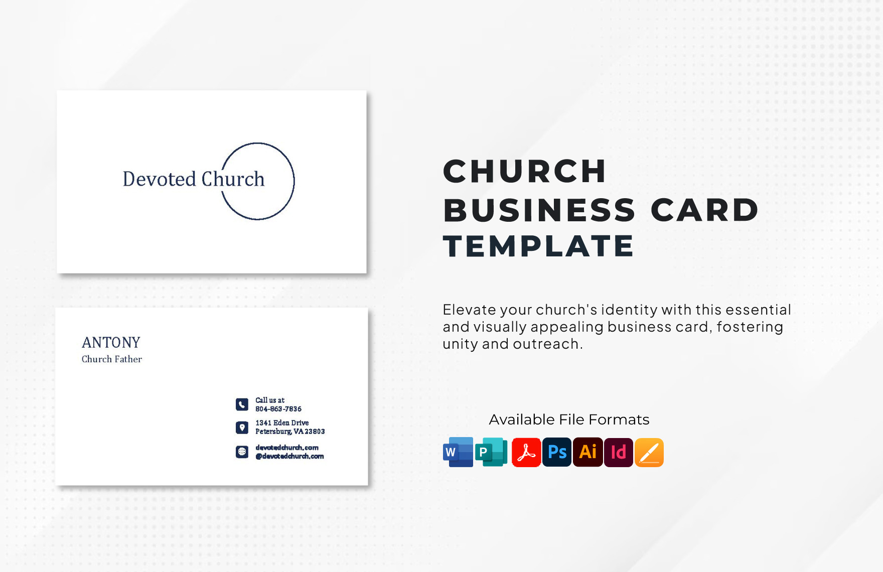 Church Business Card Template In Pages, Illustrator, Indesign in Free Printable Religious Business Card Templates
