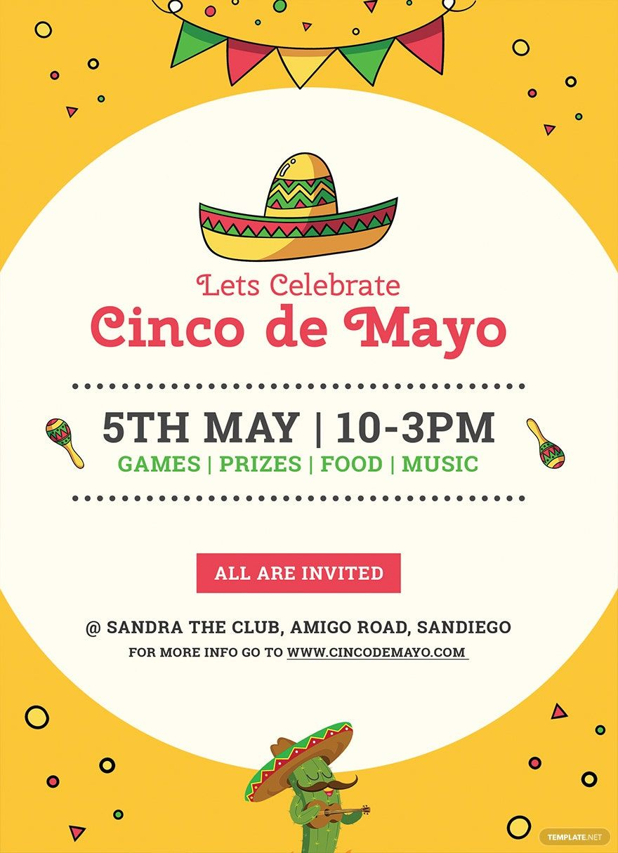 Cinco De Mayo Day Invitation Template In Word, Pages, Psd pertaining to Cinco De Mayo Free Printable Invitations