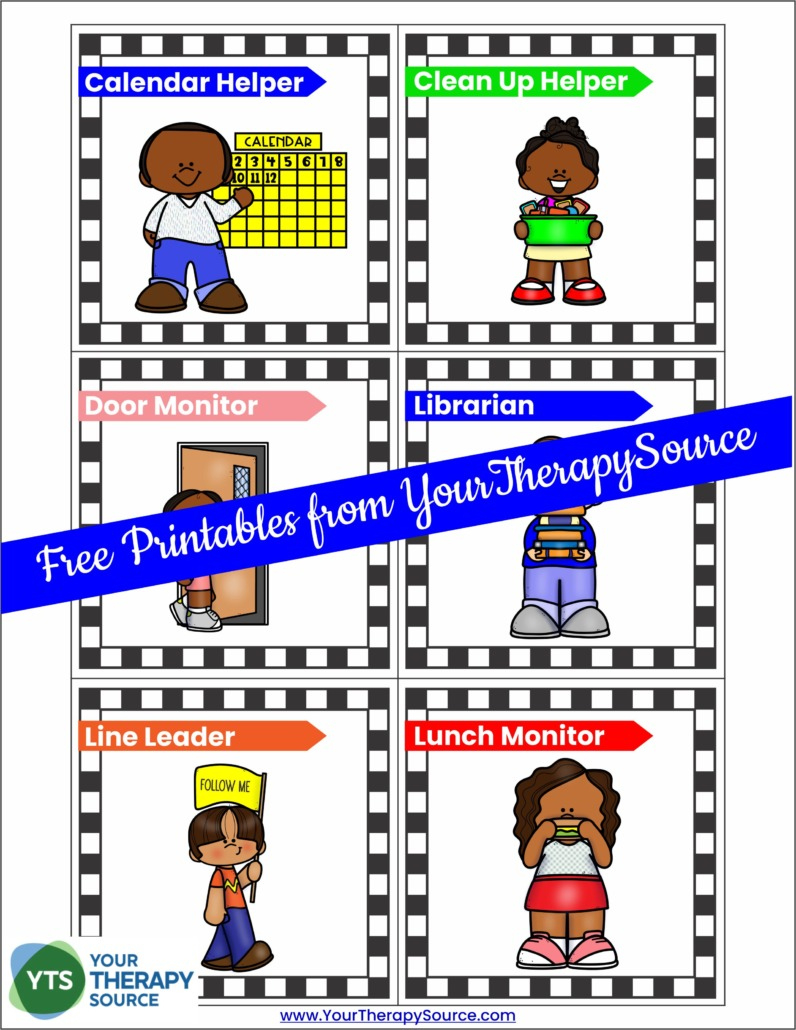 Classroom Job Ideas - Your Therapy Source intended for Free Preschool Job Chart Printables