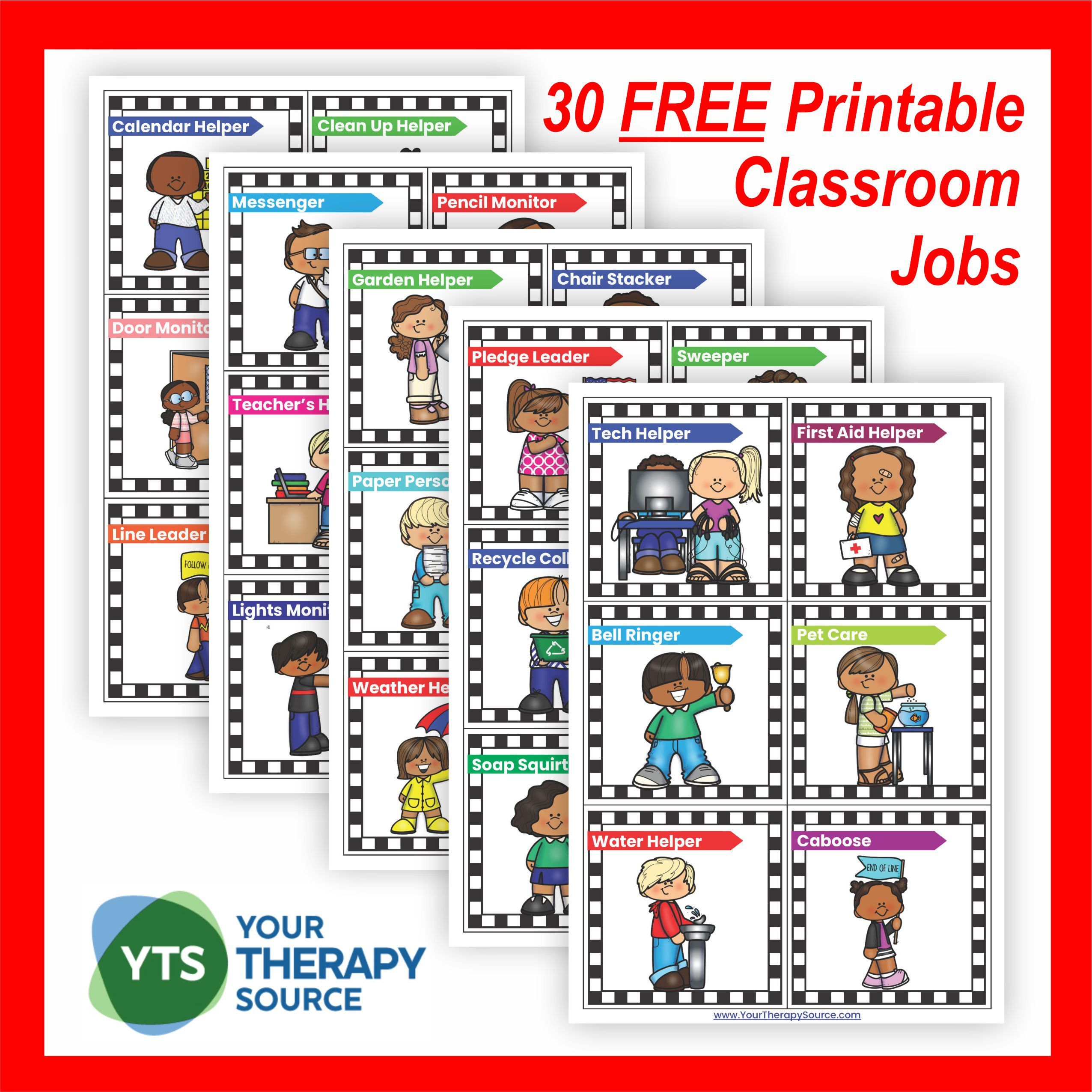 Classroom Job Ideas - Your Therapy Source intended for Free Preschool Job Chart Printables