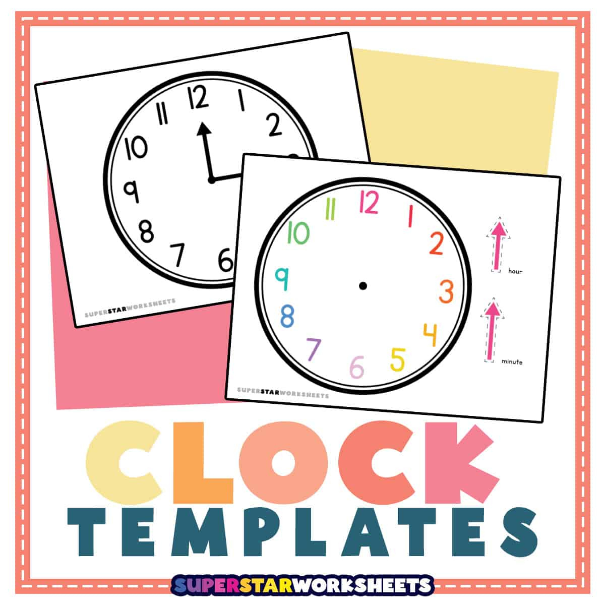 Clock Template - Superstar Worksheets within Free Printable Clock Pattern