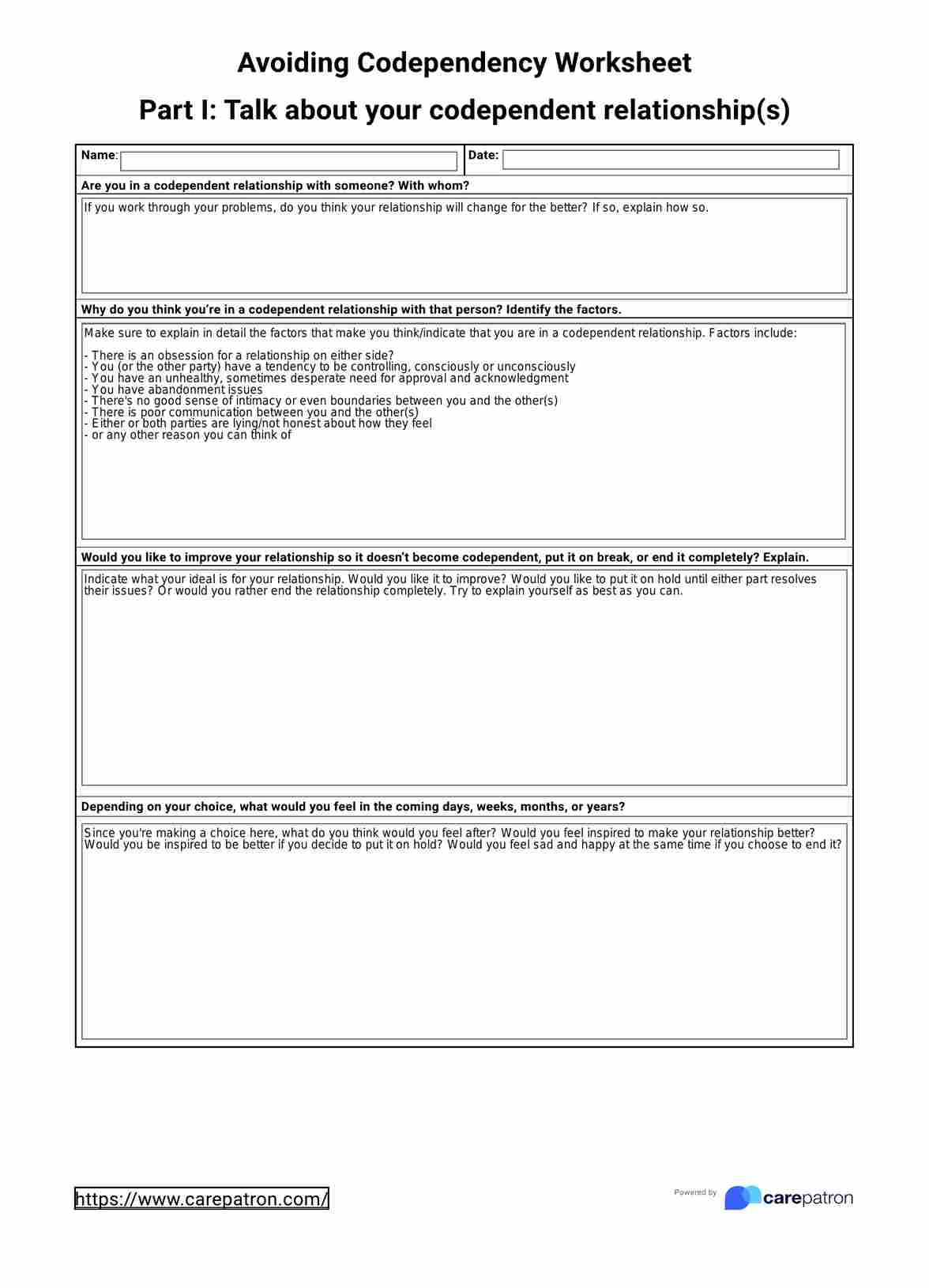 Codependency Worksheets &amp;amp; Example | Free Pdf Download with regard to Free Printable Codependency Worksheets