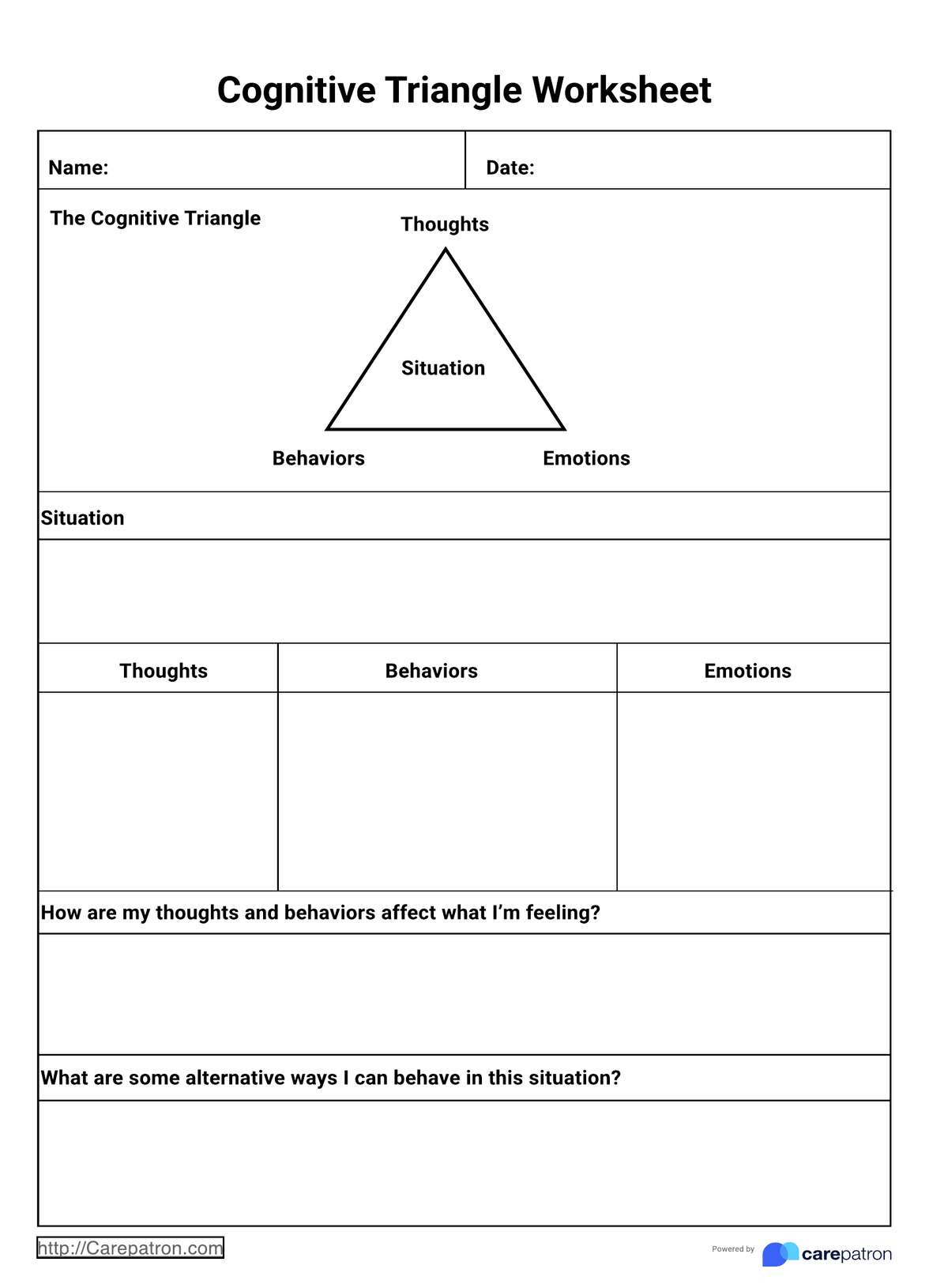 Cognitive Triangle Worksheets &amp;amp; Example | Free Pdf Download with regard to Free Printable Cognitive Exercises