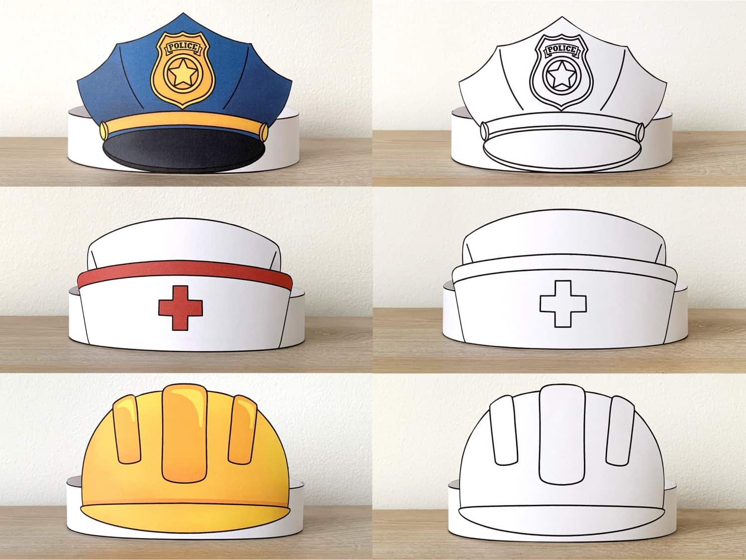 Community Helpers Crowns Coloring Printable - Kid Craft, Happy regarding Community Helpers Hats Free Printables