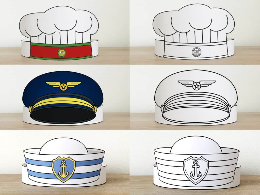 Community Helpers Paper Crowns - Kids Craft - Happy Paper Time regarding Community Helpers Hats Free Printables