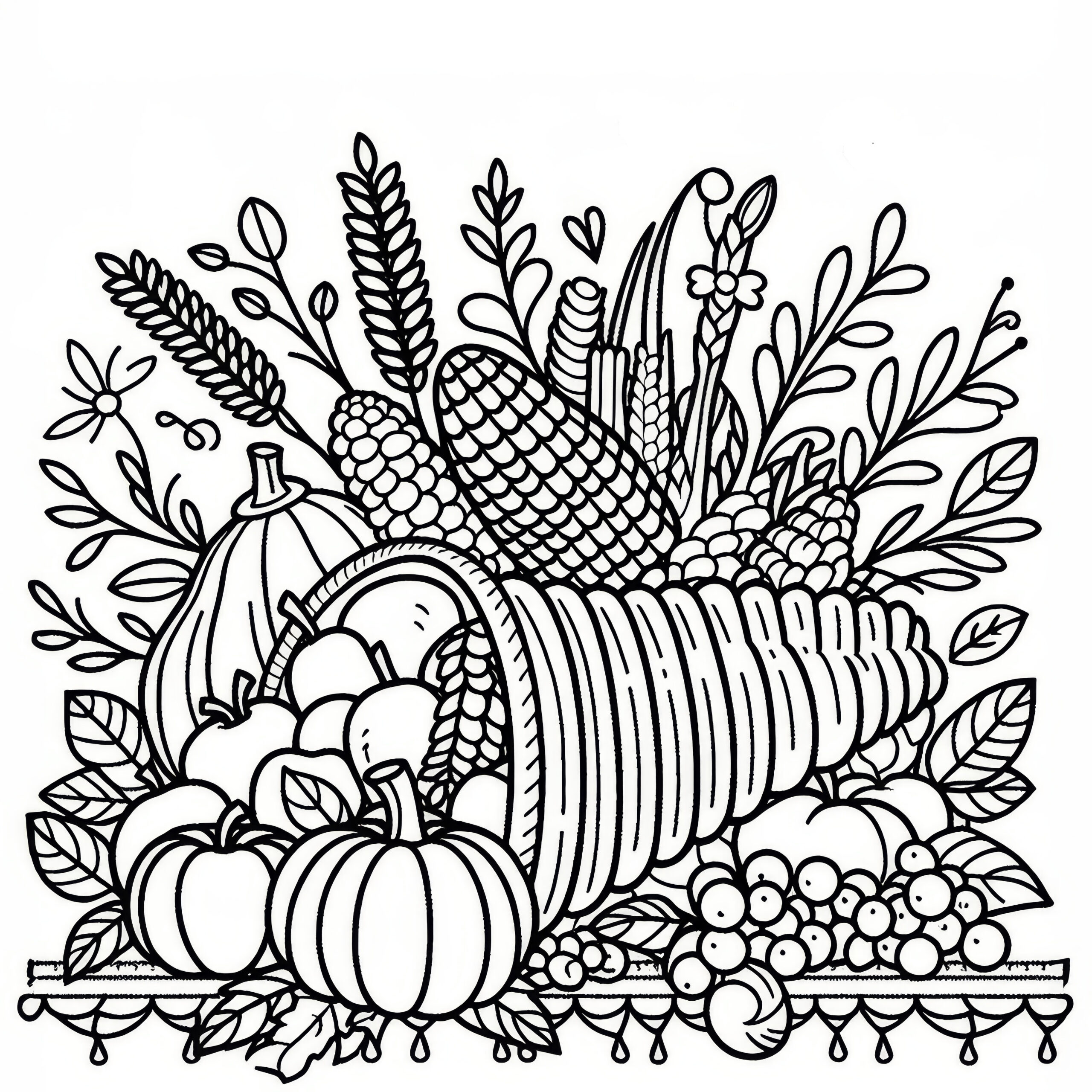 Cornucopia With Gifts Of The Harvest For Thanksgiving As A inside Free Cornucopia Pattern Printables