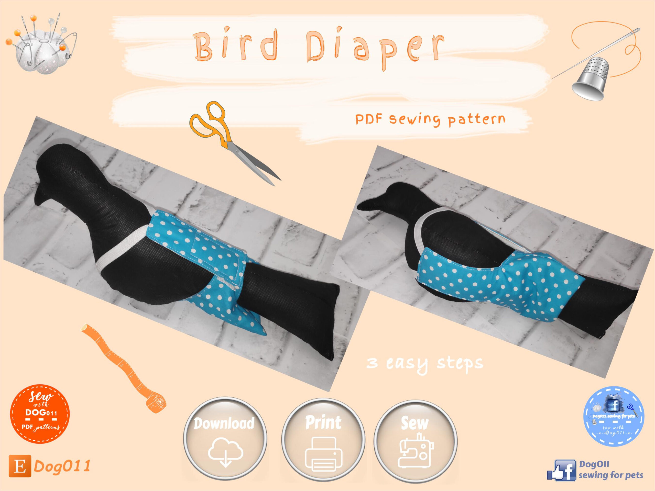 Couche Oiseau / Couches Oiseau / Pantalon Oiseau / Patron Pdf De in Printable Bird Diaper Sewing Pattern