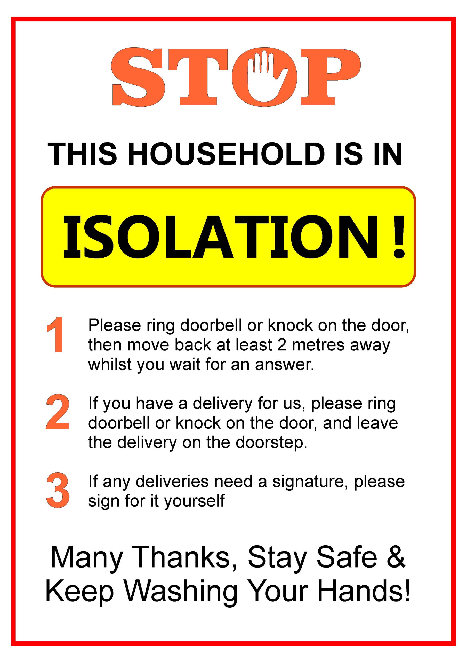 Covid-19-Free-Self-Isolation-Poster-To-Print-Out within Free Printable Isolation Signs
