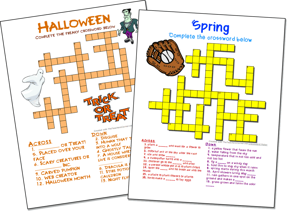 Crossword Puzzle Maker | World Famous From The Teacher&amp;#039;S Corner throughout Free Printable Crossword Maker For Teachers